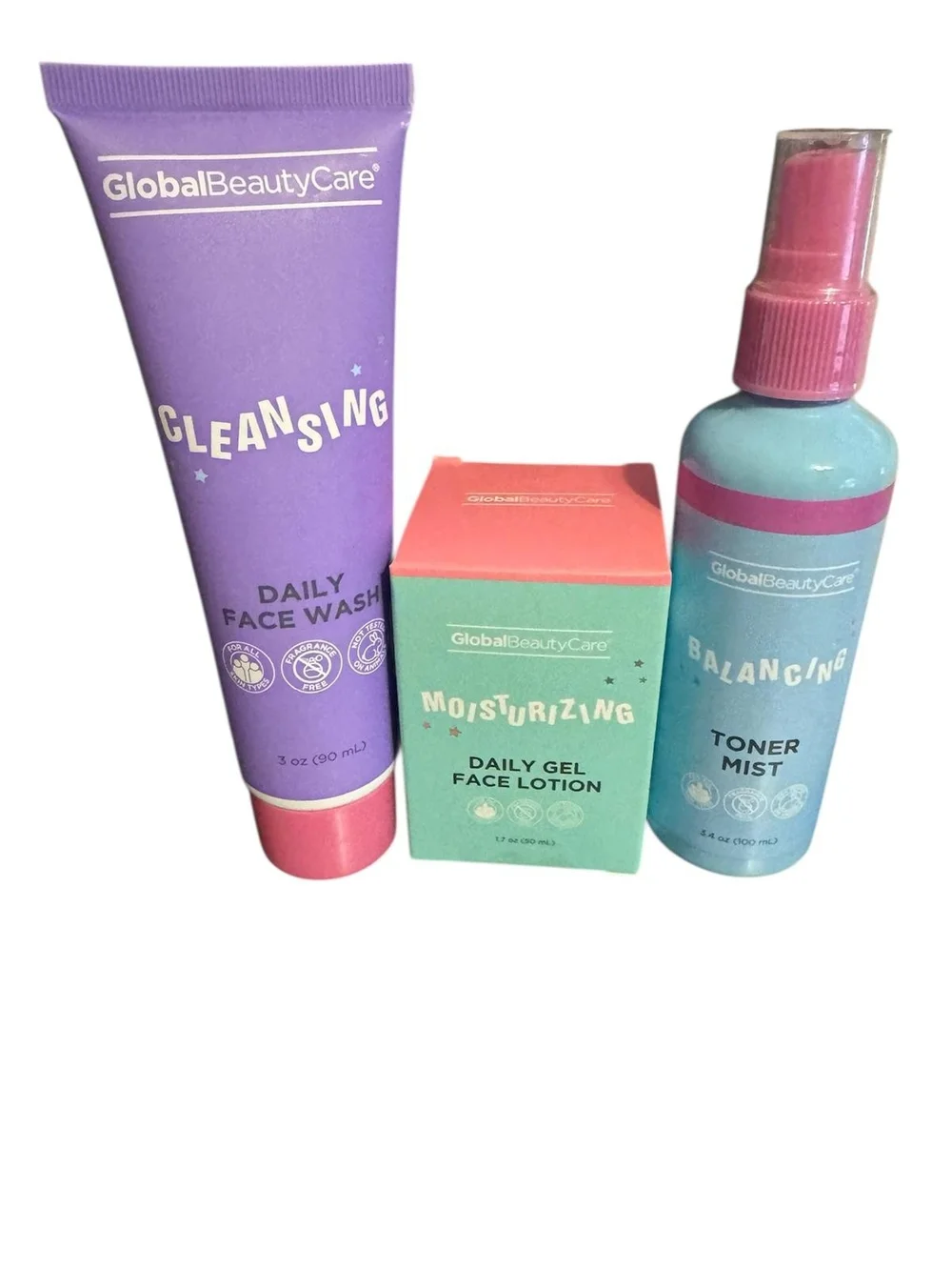 GlobalBeautyCare Skincare Set - Purple, Teal, Coral